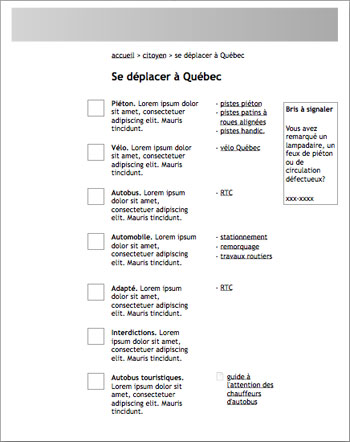 Wireframe d'une page