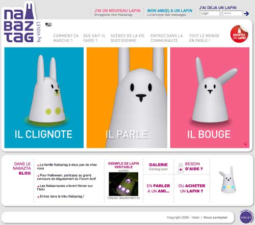 Page d'accueil de Nabaztag